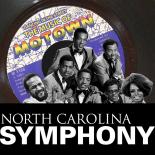 A Black and white group photo with a backdrop of an old Motown record. Bottom text reads North Carolina Symphony 