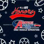 an image with a dark blue background the high school OT Honors logo is in the top center below that the words presented by Auction Direct USA logo is shown