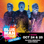an image showing blue man group